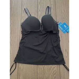 NWT Womens Swim Tankini Top With Adjustable Straps & Drawstring Sides By Free Co